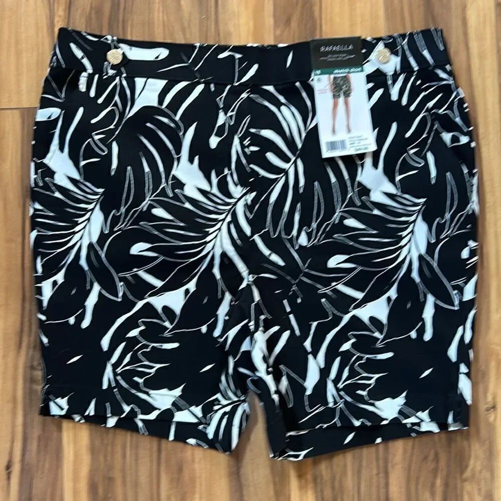 NEW Rafaella Black And White Stretch Shorts - Picture 5 of 6